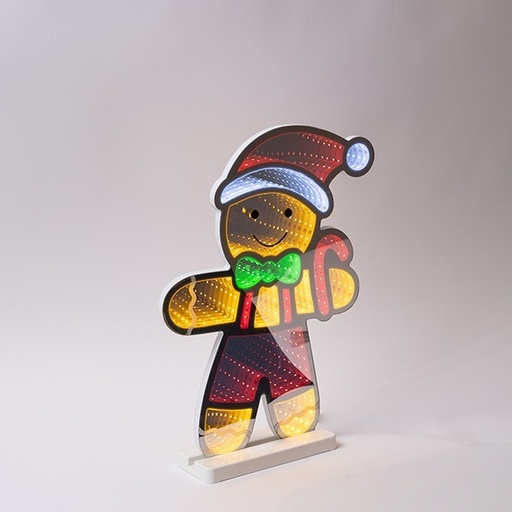 [600-48023] ESPEJO DECORATIVO HOMBRE GALLETA 28X5,5X40CM CON CINTA LED, ADAPTADOR, 207 LED, MULTI LED, CABLE 3M, IP44