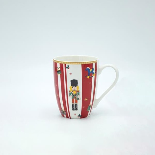 [600-48033] TAZA CON CASCANUECES Y RAYAS ROJAS, 350ML