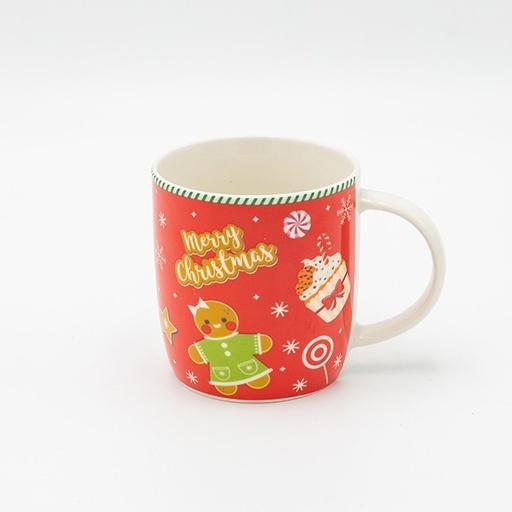 [600-48037] TAZA ROJA, CON GALLETA DE JENGIBRE, 350 ML