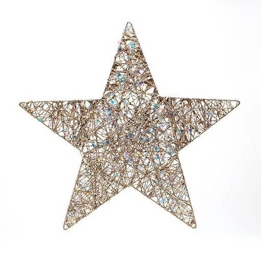[600-48050] ESTRELLA CON HILO CHAMPÁN Y ESTRELLITAS IRIDISCENTES, 70CM