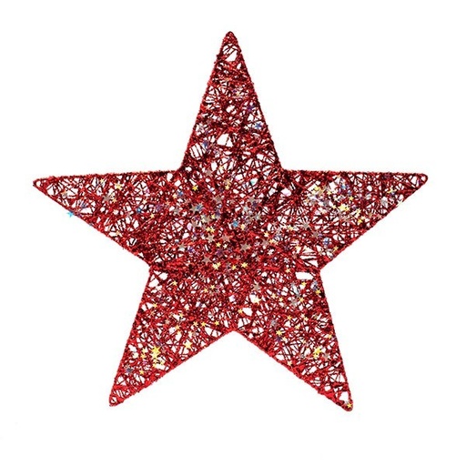 [600-48056] ESTRELLA CON HILO ROJO Y ESTRELLITAS IRIDISCENTES, 100CM