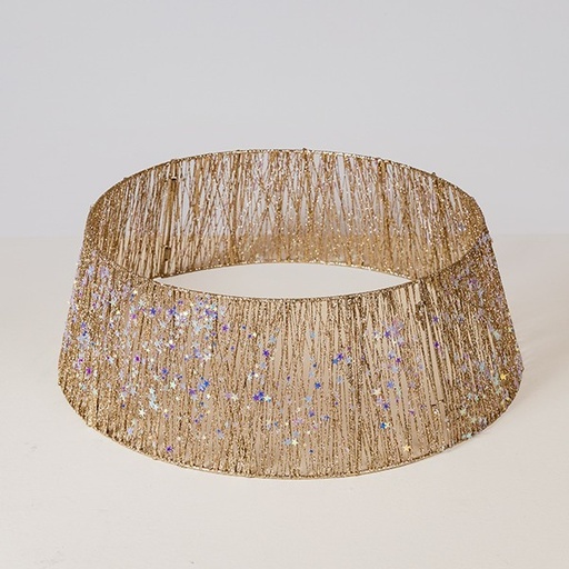 [600-48058] FALDA DE ÁRBOL CON HILO CHAMPÁN Y ESTRELLAS IRIDISCENTES, 60X20CM