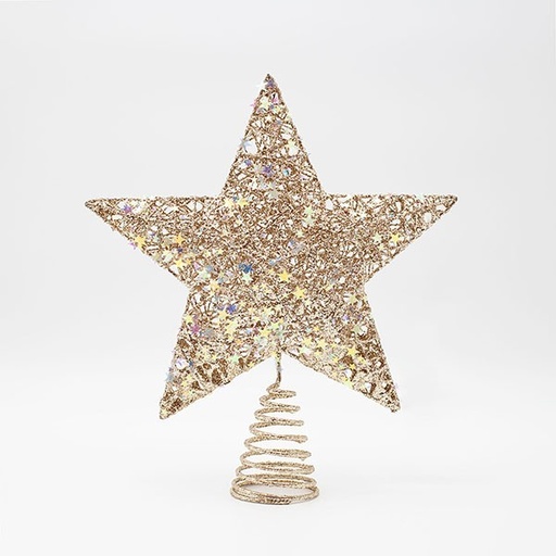 [600-48064] COPA DE ÁRBOL CON HILO DE CHAMPÁN Y ESTRELLAS IRIDISCENTES, 25X30CM