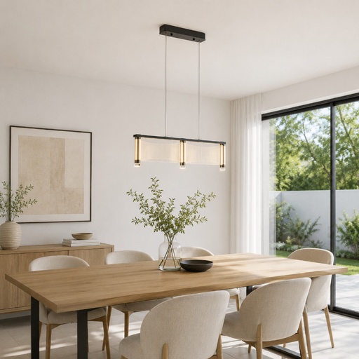 [144-15046] LÁMPARA DE TECHO COLGANTE ACRÍLICO LED 2 LUCES LED 2Χ16W 3024lm 3000K 600x270x175mm ORO FRANCÉS ARTE ILLUMINA RAVENA