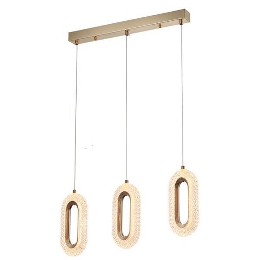 [144-16061] LÁMPARA DE TECHO COLGANTE ALUMINIO 3 LUCES LED 26W 570x1290mm 2254lm 3000K ORO ROSA ARTE ILLUMINA KRIKO