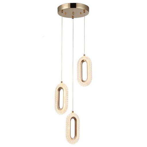 [144-16062] LÁMPARA DE TECHO COLGANTE ROSETA DE ALUMINIO 3 LUCES 26W 2254lm 3000K 310×1300mm ORO ROSA ARTE ILLUMINA KRIKO