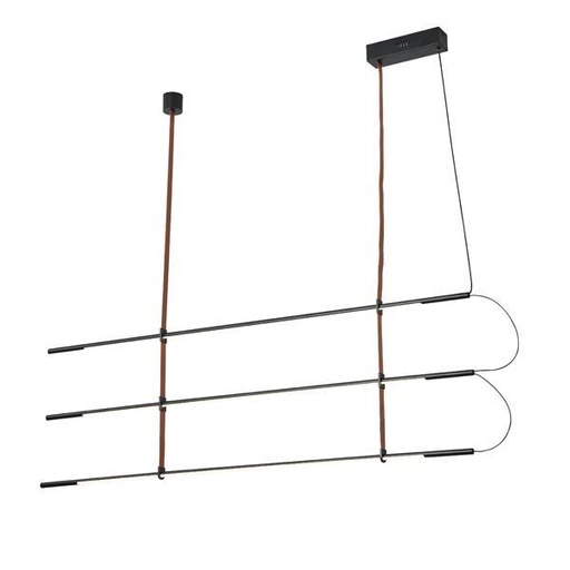 [144-16072] LÁMPARA DE TECHO COLGANTE METAL LED 3x20W 3660lm 3000K 1400x60x1200mm NEGRO ARTE ILLUMINA LINEA