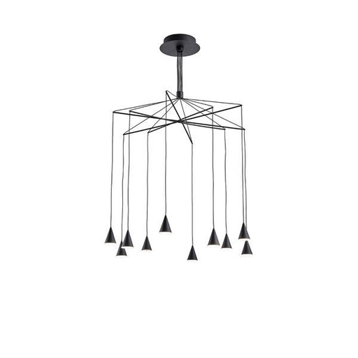 [144-16092] LÁMPARA DE TECHO COLGANTE LED 50W 3000lm 3000K Ø800x1200mm NEGRO ARTE ILLUMINA CAMPANELLE