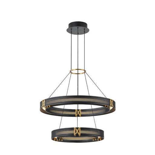 [144-17042] LÁMPARA COLGANTE ALUMINIO LED 62W 3720lm 3000K 620x1200mm NEGRO-ORO ARTE ILLUMINA LUIS