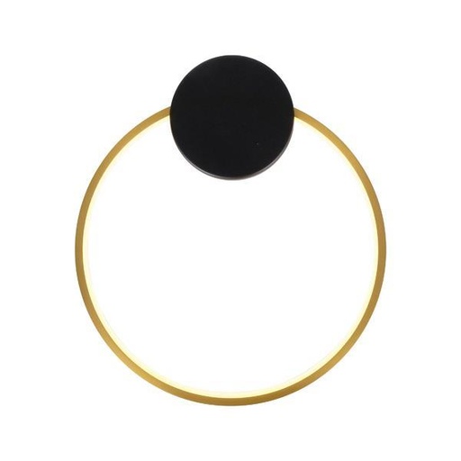 [144-18022] APLIQUE DE PARED ALUMINIO LED 9W 702lm 3000K 300×340mm ARTE NEGRO-LATÓN ILLUMINA AERO