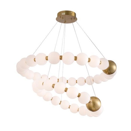 [144-18041] LÁMPARA DE TECHO COLGANTE METAL LED 40W 2730lm 3000K Ø720mm LATÓN-BLANCO OPAL ARTE ILLUMINA TREA
