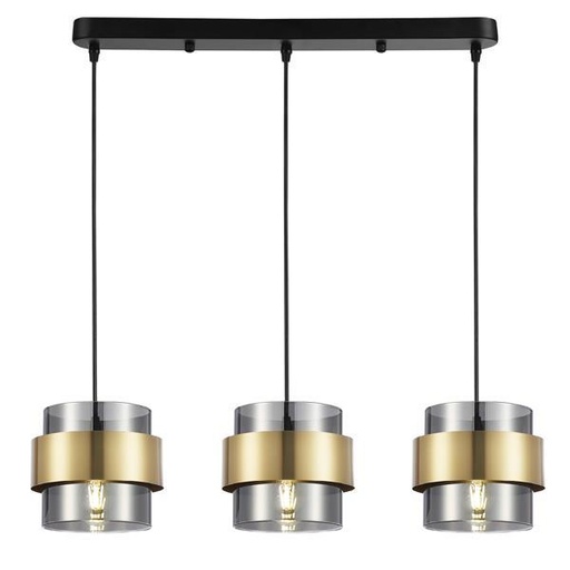 [144-28542] LÁMPARA COLGANTE 3 LUCES 3xE27 MÁX. 15W 180x1215mm MÁX. 15W ORO NEGRO ARTE ILLUMINA RELIAC
