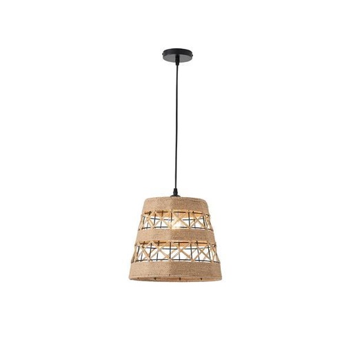 [144-32022] LÁMPARA DE TECHO COLGANTE CUERDA-METAL Ε27 MAX 15W 300x300x1350mm NEGRO-CAQUI ARTE ILLUMINA HELIOS