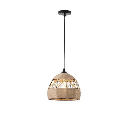 [144-32026] LÁMPARA DE TECHO COLGANTE CUERDA-METAL Ε27 MAX 15W 250x250x1290mm NEGRO-CAQUI ARTE ILLUMINA HELIOS