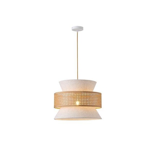 [144-33050] LÁMPARA DE TECHO COLGANTE TELA 1xE27 MAX15W 400x1310mm BEIGE-BLANCO MATE ARTE ILLUMINA ISLA
