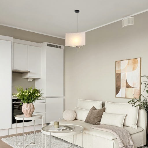 [144-33064] LÁMPARA DE TECHO COLGANTE DE TELA 1xΕ27 MÁX 60W Ø480xH900mm BEIGE ARTE ILLUMINA TOSCANY
