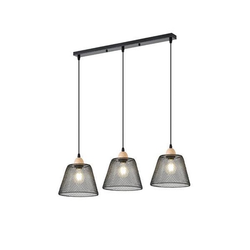 [144-46030] LÁMPARA DE TECHO COLGANTE METAL 3 LUCES 3xE27 MÁX. 15W 370x370x1260mm NEGRO ARTE ILLUMINA NET