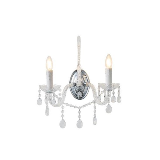 [144-47002] APLIQUE DE PARED METAL-VIDRIO 2xE14 MAΑ 8W 330x425mm METALIC ARTE ILLUMINA KRISTALLO