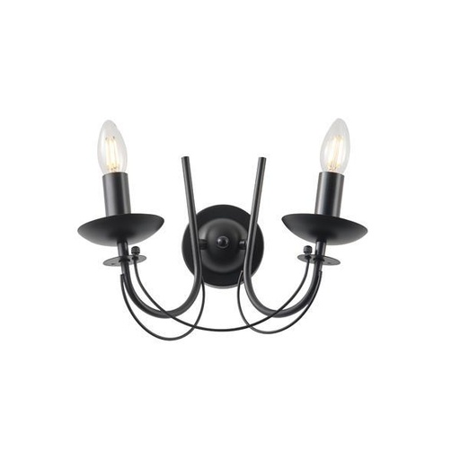 [144-47011] APLIQUE DE PARED METAL CRISTAL TRANSPARENTE 2xE27 MAX 15W 320x300mm NEGRO ARTE ILLUMINA VAULT
