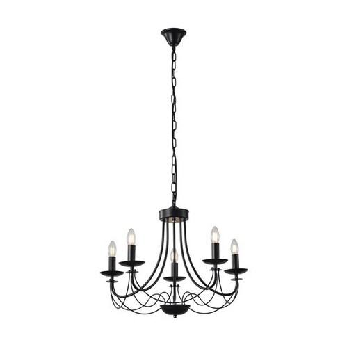 [144-47013] LÁMPARA DE TECHO COLGANTE CRISTAL TRANSPARENTE 5xE27 MÁX. 15W 470x630mm NEGRO ARTE ILLUMINA VAULT