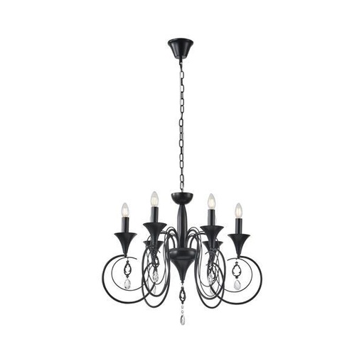 [144-47017] LÁMPARA DE TECHO COLGANTE METAL-CRISTAL TRANSPARENTE 6xE27 MÁX. 15W 500x720mm ARTE ILLUMINA KRISTALLO