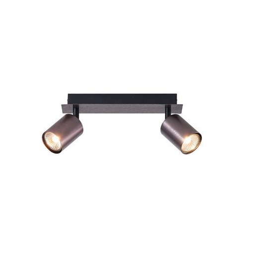 [145-25266] FOCO ALUMINIO GRIS 2 LUCES 2xGU10 250x80x120mm ARTE ILLUMINA LUXY