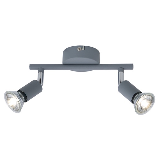 [145-25244] FOCO DOBLE METALIZADO 1xGU10 MÁX. 7W 220x80x125mm GRIS ARTE ILLUMINA VORRAS