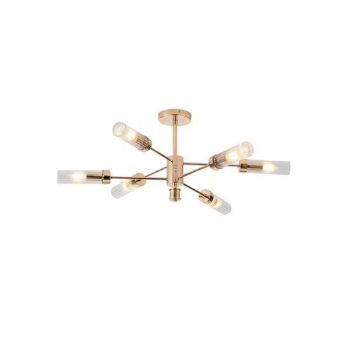 LÁMPARA DE TECHO COLGANTE METAL-VIDRIO 6 LUCES 6xE14 MAX 8W Ø830x330mm ARTE ILLUMINA VINY