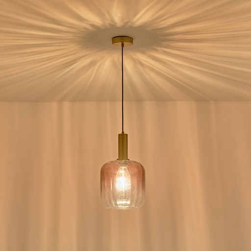 LÁMPARA DE TECHO COLGANTE CRISTAL GOFRADO 1xE27 MAX 15W 200x210x160mm ARTE ILLUMINA TOPACIO