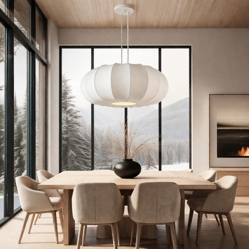 [144-24161] LÁMPARA DE TECHO COLGANTE TYVEK - METAL 1xE27, MÁX. 15W, D400X165mm, BLANCO, ARTE ILLUMINA POMPIA
