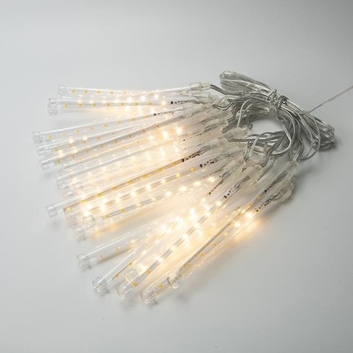 [600-02310] CASCADA, 400 LED, 7V ADAPTADOR LUZ FIJA, CABLE PVC TRANSPARENTE, 50 TUBOS H19CM CON LED BLANCO CÁLIDO CADA 20CM, CABLE DE ALIMENTACIÓN 5M, IP44