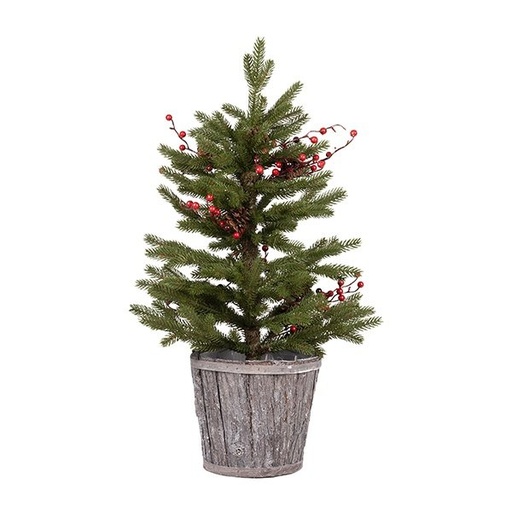 [600-48788] PE ÁRBOL CON BAYAS EN MACETA DE MADERA, 61CM