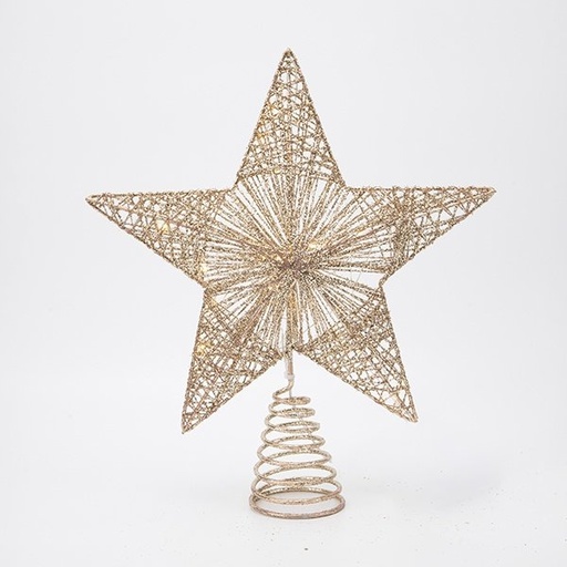 [600-49601] ILUMINADO CHAMPÁN ESTRELLA 26X6X30CM, 20 MINI LED, ADAPTADOR, TEMPORIZADOR, HILO DE COBRE PLATEADO, LED BLANCO CÁLIDO, CABLE DE ALIMENTACIÓN 3M, IP44