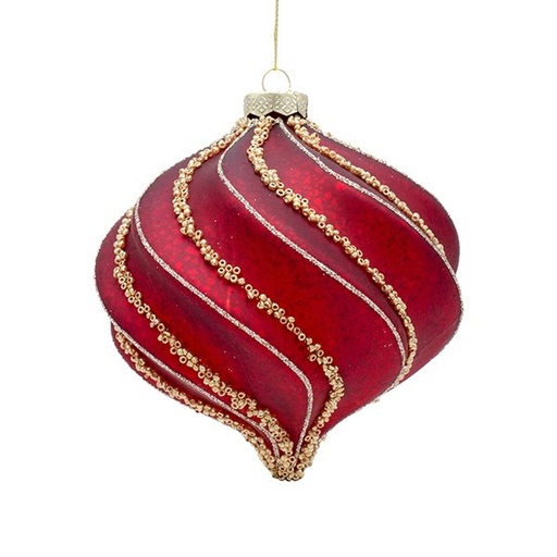 [600-48824] CRISTAL BURDEOS CRAQUELADO BOLA CON DORADO ESPIRAL LÍNEAS, 2 DISEÑOS, JUEGO 2UDS, 12CM