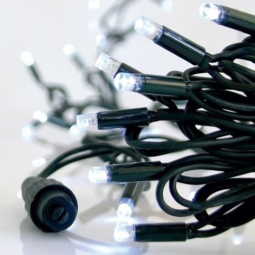 [600-09260] GUIRNALDA LINEAL, 100 LED 5MM CON VASOS, 230V, 2 CONECTORES HASTA 9 JUEGO, VERDE CABLE DE GOMA, LED BLANCO CADA 10CM, IP65 (NO CABLE DE ALIMENTACIÓN)