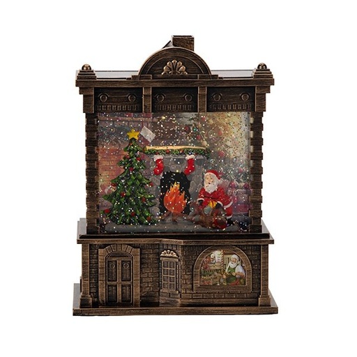 [600-48302] CASA, CON NAVIDAD ESCENA, CON CON AGUA EN EL INTERIOR, A PILAS, 16.5X9.5X21.7CM