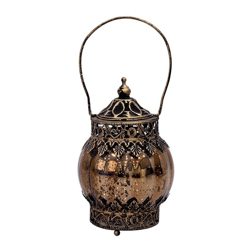 [819-02166] FAROL LED METÁLICO - CRISTAL DORADO - NEGRO - NARANJA 10X10X16CM