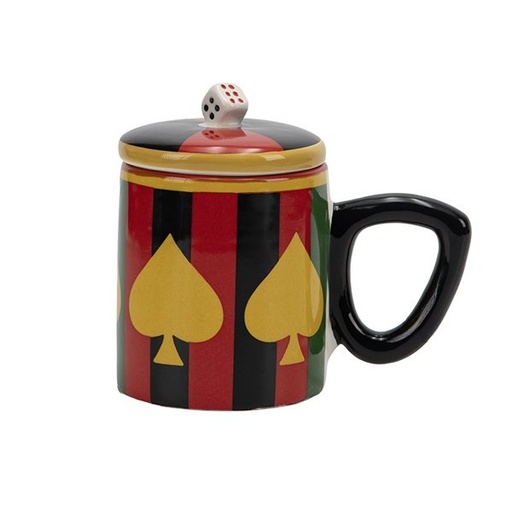 [600-48761] CERÁMICA TAZA CON TAPA Y PICA-CON FORMA ASA, 14X9X13CM