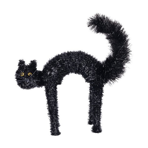 [600-48793] NEGRO GATO CON PELUDO COLA, 43CM