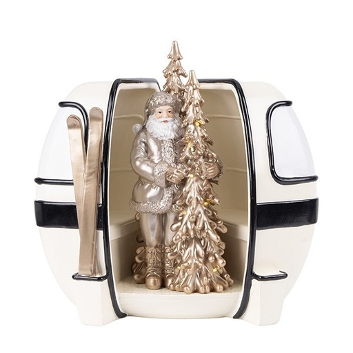 [600-49482] DECORATIVO CABLE COCHE CON PAPÁ NOEL, POLIRRESINA, ILUMINADO, A PILAS, 36.3X28X35.7CM