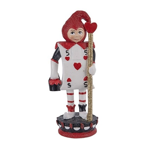 [600-49145] DECORATIVO POLIRRESINA, AS DE CORAZONES TOCANDO TARJETA, 8.5X6.5X19.5CM
