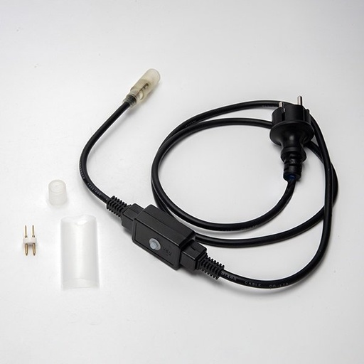 [600-22254] JUEGO PARA 2-CAMINO LED MANGUERA LUMINOSA, 1 PASADOR PARA CABLE CONEXIÓN CON MANGUERA LUMINOSA, CON ESTABILIZADOR & FUSIBLE, REGULADOR, 1 EXTREMO TOMA, 1 CALOR RETRÁCTIL TUBO, CABLE DE ALIMENTACIÓN 1.5M, IP44