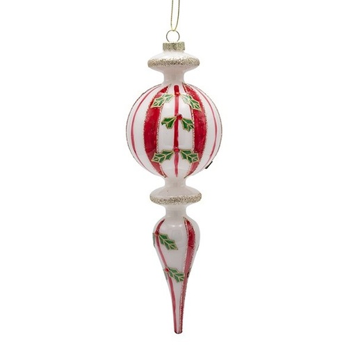 [600-48864] CARAMELO CRISTAL ADORNO CON ACEBO RAMAS, JUEGO 2UDS, 24CM