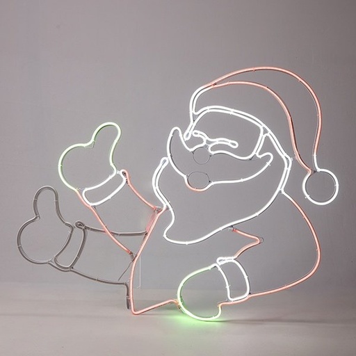 [600-23125] PAPÁ NOEL 88X64CM CON MOVIMIENTO, 10.5M NEON LED MANGUERA LUMINOSA, VERDE, ROJO & CÁLIDO BLANCO, CABLE DE ALIMENTACIÓN 5M, IP44