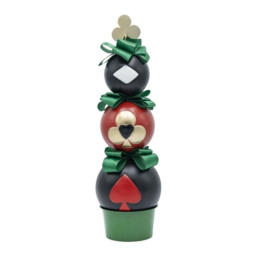 [600-48291] METAL TORRE CON BOLAS Y TOCANDO TARJETA SÍMBOLOS, 14X14X46CM