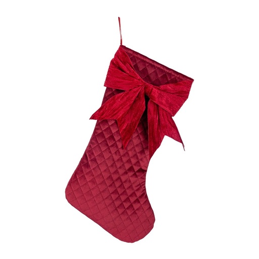[600-49617] BURDEOS TERCIOPELO BOTA CON LAZO ROJO, 49CM