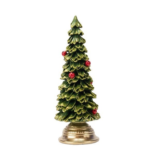[600-48649] ÁRBOL DE NAVIDAD CON ROJO CAMPANAS, POLIRRESINA, 10.5X10.5X29.5CM