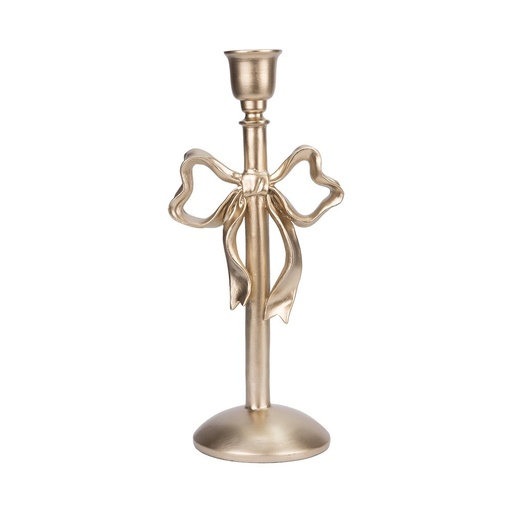 [600-48616] DORADO CANDELABRO CON LAZO, POLIRRESINA, 13.3X10.7X30.2CM