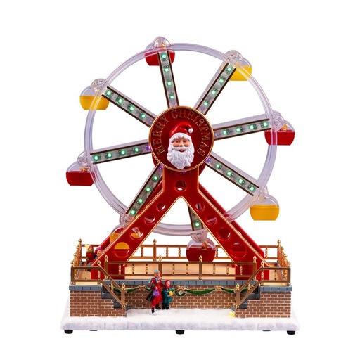 [600-49701] NORIA RUEDA ATRACCIONES PARQUE ATRACCIÓN, CON COLOREADO CABAÑAS, CON CLARO, MÚSICA Y MOVIMIENTO, CON TRANSFORMADOR, 27.5X15.5X32CM