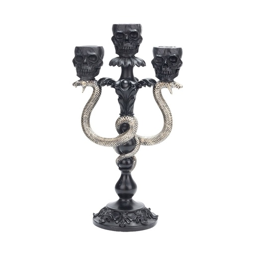 [600-48601] PORTAVELAS, OSCURO ELEGANCIA, CON DORADO MANGUERAS, POLIRRESINA, 20.5X12.5X37.7CM